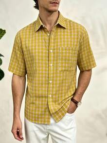 Airaco Men's Casual Plaid Short Sleeve Shirt - Multicolor - View 8