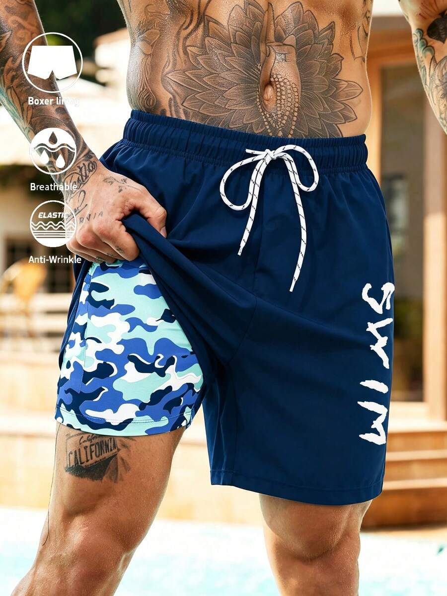 Manfinity KASUA Men's Elastic Waist Drawstring Casual Loose Breathable Beach Pants - Multicolor - View 1
