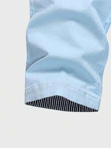 Manfinity Homme 1 chiếc quần short nam cỡ lớn kiểu dáng thường ngày - Màu xanh nhạt - Xem 4