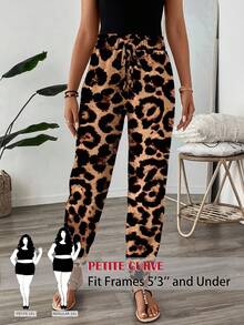 SHEIN PETITE CURVE 大码抽绳腰带运动裤，慢跑裤，宽松版型 - 黑色 - 查看 4