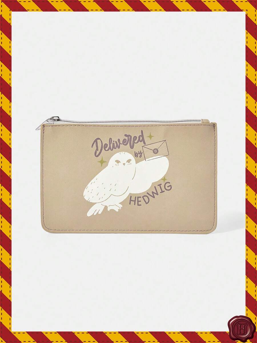HARRY POTTER X SHEIN 1个时尚大容量枣红色卡包零钱包 - 卡其色 - 查看 1