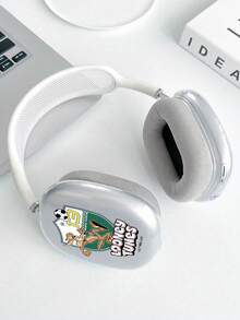 LOONEY TUNES X SHEIN 1個 Looney Tunes Wile E. Coyote 足球徽章 AirPods 保護殼，透明亮面設計，印有經典 Wile E. Coyote 運動徽章與數字13。全包覆防震保護，適合卡通愛好者與 Looney Tunes 粉絲的完美禮物。相容於 AirPods Max，耳機配件 - 無色 - 查看 4