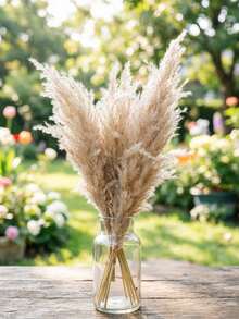 1PC Large Artificial Pampas Grass, 51 Inch Beige Faux Fluffy Dried Grass Stems, Tall Fake Plant For Vase Filler, Boho Wedding Home Kitchen Decor - Multicolor - View 6