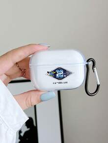 LOONEY TUNES X SHEIN 1pc Looney Tunes Daffy Duck Double-Sided Print Soccer AirPods Case With Clear Transparent Finish, Covers, Featuring Classic "LOONEY TUNES" Lettering On One Side And Daffy Duck Football Graphic On The Other, Complete With A Convenient Carabiner Hook. Full-Covered Shockproof Protection For Your Earbuds. Perfect Gift For Cartoon Lovers And Fans Of Looney Tunes. Compatible With AirPods 1/2/3/4/Pro/Pro 2/Pro 3, Earphone Accessories, , Quick Ship. - Clear - View 5