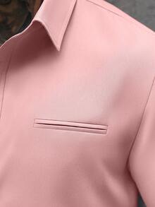 Manfinity Homme White Men's Casual Business Short Sleeve Shirt - Pink - View 3