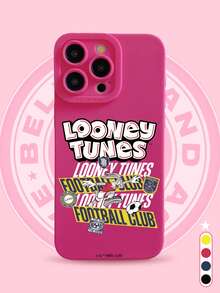 LOONEY TUNES X SHEIN 1個 Looney Tunes Bugs Bunny 足球俱樂部啞光手機殼，洋紅色，手機殼，印有堆疊的 Bugs Bunny 足球圖案、「FOOTBALL CLUB」字樣和經典的「LOONEY TUNES」標誌。全覆蓋防震保護您的手機。卡通愛好者和 Looney Tunes 粉絲的完美禮物。兼容 IPhone 手機殼和 Galaxy 手機殼，手機配件，快速發貨。 - 玫紅色 - 查看 5