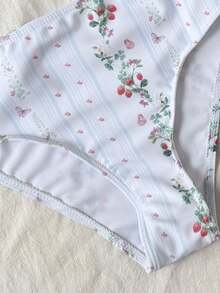 SHEIN Bộ đồ bơi hai dây và bikini tam giác tối giản, thoải mái cho bé gái tuổi teen, thích hợp cho mùa hè. - Màu xanh lam - Xem 5