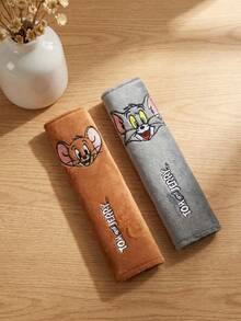 TOM & JERRY X SHEIN 可愛動漫毛絨汽車安全帶套，柔軟舒適肩墊，通用設計適用於大多數車輛，1件/2件裝 - 多款 - 查看 8