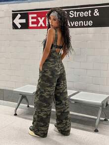 StreetHx Women's Casual Versatile Everyday Wear Camouflage Denim Jumpsuit - Multicolor - View 2