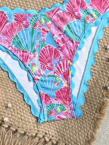 SHEIN 少女贝壳印花吊带比基尼，适合夏季海滩度假 - 彩色 - 查看 5