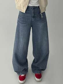 DAZY Pantalones vaqueros largos de hombre con lavado azul, textura de tela desgastada - Azul - Ver 7