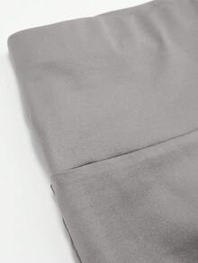 SHEIN LUNE Plus Size High Waist Fold-Over Cargo Running Shorts With Pockets, Tummy Control & Butt Lifting - Grey - View 6