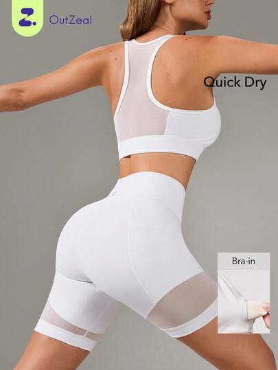 OutZeal Women Sports Bra Gym Workout Pilates Quick Dry Bra-In Back Mesh Panel Active Tops