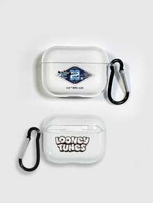 LOONEY TUNES X SHEIN 1pc Looney Tunes Daffy Duck Double-Sided Print Soccer AirPods Case With Clear Transparent Finish, Covers, Featuring Classic "LOONEY TUNES" Lettering On One Side And Daffy Duck Football Graphic On The Other, Complete With A Convenient Carabiner Hook. Full-Covered Shockproof Protection For Your Earbuds. Perfect Gift For Cartoon Lovers And Fans Of Looney Tunes. Compatible With AirPods 1/2/3/4/Pro/Pro 2/Pro 3, Earphone Accessories, , Quick Ship. - Clear - View 14
