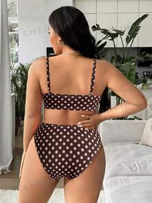Swim Mod Plus Size Women 2pcs Random Print Spaghetti Strap Bikini Set, Fashionable Casual Beach Holiday Swimwear - Multicolor - View 2