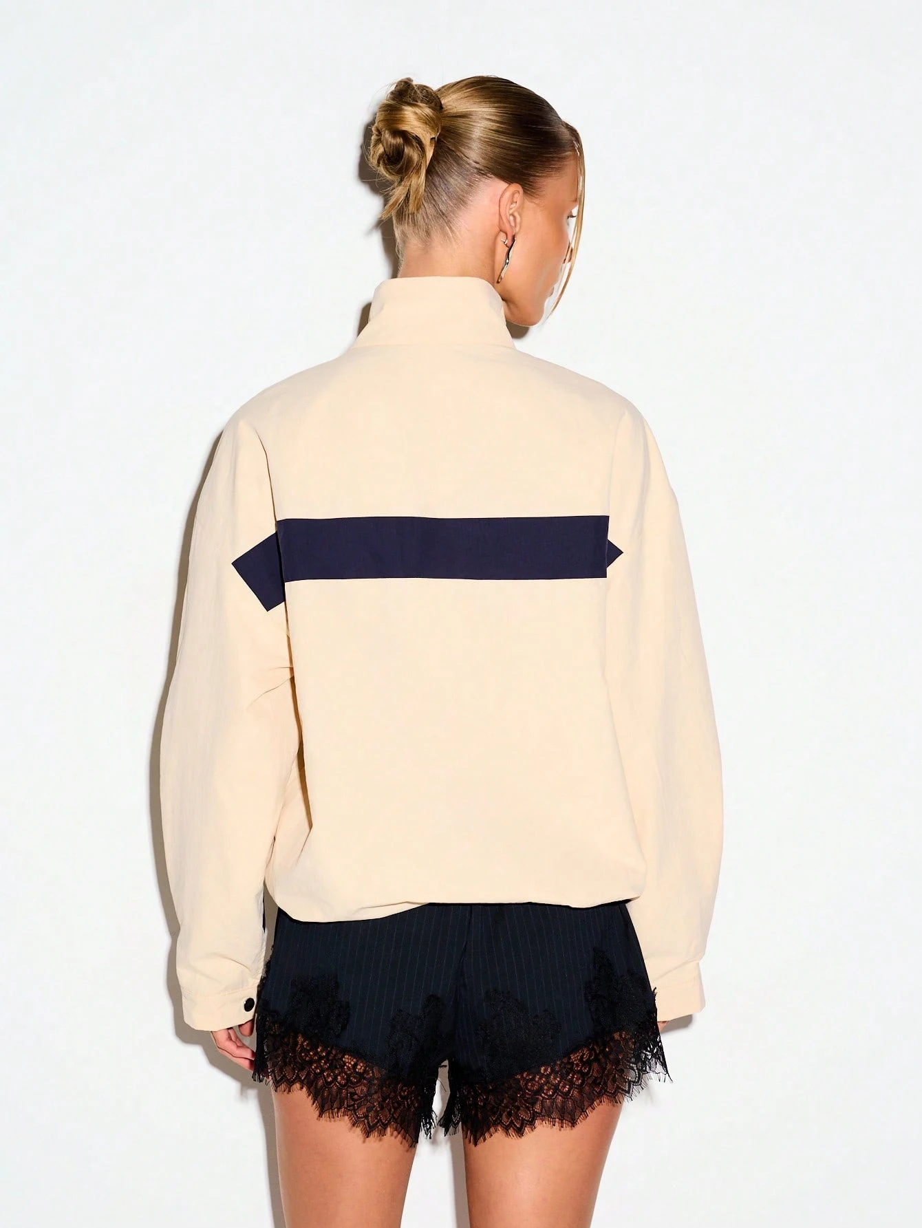 KIZN Color Block Panel Zip-Up Jacket With Contrast Stripe
