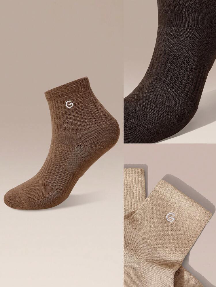5 Pairs Socks Soft Ventilated Mesh With Embroidered Logo Workout Daily Casual