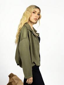 PRISCILA ESCOTO PRISCILA ESCOTO 休闲宽松短款夹克 - 軍綠色 - 查看 4