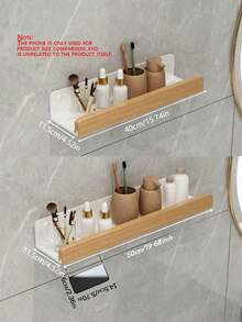 1/2pcs Wall Mounted Bathroom Storage Rack, Punch-Free Bathroom Hanging Shelf, Space Bathroom Tray, Shampoo Shower Gel Holder Organizer, Bathroom Organizers And Storage - Black - View 3