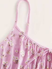 SHEIN EZwear 浅粉色性感修身针织迷你连衣裙，细肩带，夏季 - 淺粉色 - 查看 3