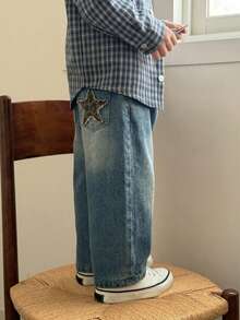 DAZY Toddler Boys' Washed Color Block Loose Fit Denim Jeans - Light Wash - View 5