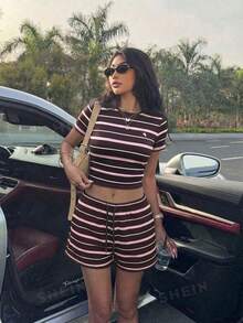 Muchica 2025 New Women's Casual Bow Rabbit Print Loose Short 2 Pieces Set, Daily Wear,Summer Outfits For Women - Multicolor - View 5