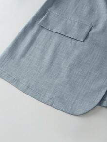 GlowEve CURVE Conjunto de Blazer de Negocios Azul Claro con Patchwork + Shorts Casuales Sueltos Normal Chic para Mujer Talla Grande, Trabajo de Oficina de Verano - Azul - Ver 7