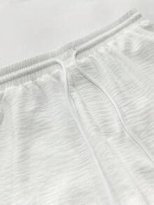 VIVINTIMO Quần dài nam màu trơn, có túi, dây rút, kiểu dáng casual đi biển, màu trắng. - trắng - Xem 4