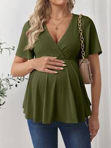 SHEIN Áo thun Bà bầu - xanh quân đội - Xem 4