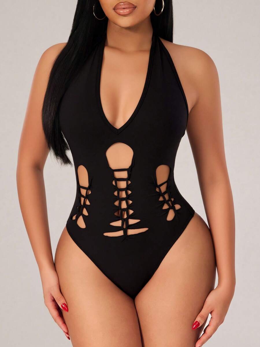 Radiana Bộ jumpsuit nữ gợi cảm khoét lưng xoắn dây, áo hai dây cổ chữ V gợi cảm, áo crop top đen phong cách đường phố Y2K gợi cảm, áo dệt kim co giãn, áo phong cách đường phố, trang phục rocker gợi cảm cho hộp đêm, áo gợi cảm, áo thường ngày, thích hợp cho các hoạt động thường nhật, đi chơi đêm, tụ họp, tiệc tùng, câu lạc bộ, vũ trường, lễ hội âm nhạc, buổi hòa nhạc, kỳ nghỉ, trang phục mùa hè, trang phục đi nghỉ mát, trang phục dự tiệc. - màu đen - Xem 1