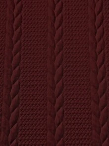 Manfinity Homme Men's Contrast Color Round Neck Short Sleeve Knit Casual T-Shirt, Holiday - Burgundy - View 6