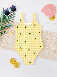Young Girls' Casual Cartoon Pattern One-Piece Swimsuit, Suitable For Summer - Multicolor - View 2