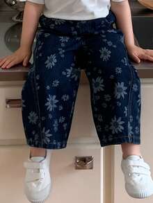 Dazy Kids Toddler Girls' Casual Wide Leg Loose Denim Pants - Blue - View 6