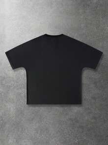 ROMWE MEN Street Life Men's Letter & Floral Print Casual Versatile Daily Wear Short Sleeve T-Shirt - Black - View 2