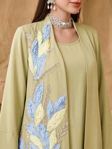 Layrah Conjunto de 2 piezas personalizado, elegante y de moda, con parches y adornos para mujer, de corte holgado - Mostaza Amarilla - Ver 3