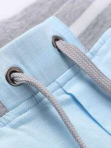 Manfinity Homme 1 chiếc quần short nam cỡ lớn kiểu dáng thường ngày - Màu xanh nhạt - Xem 3