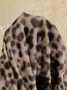 Soleia Mono largo de manga larga con escote en V profundo y estampado de leopardo vintage para vacaciones de mujer - Café integral - Ver 10