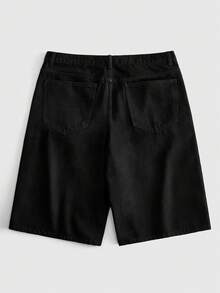ROMWE MEN Street Life 时尚铆钉休闲百搭宽松舒适男士短裤 - 黑色 - 查看 2