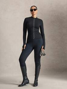 Activina Women's Outdoor Sports Zipper Long Sleeve Equestrian Jacket - Black - View 4
