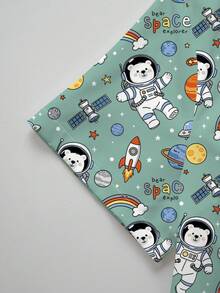 PopScrub 女士护士制服上衣，饰有卡通太空熊、行星、彩虹、卫星等宇宙元素，V领短袖，双口袋，侧开衩，春夏时尚工作服上衣，可爱制服上衣，护士制服上衣 - 白色 - 查看 4