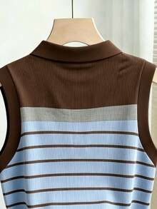 Franclia Summer Casual Contrast Color Striped Tank Top - Multicolor - View 4