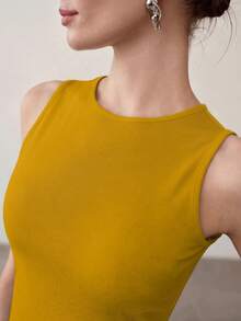 MOTF PREMIUM WOMEN SOLID COLOR FITTED TANK TOP - Ginger - View 4