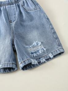 Bộ đồ 2 món cho bé trai mùa hè, gồm áo thun và quần short denim kiểu dáng thường ngày. - Nhiều màu - Xem 11