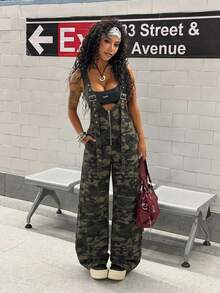 StreetHx Women's Casual Versatile Everyday Wear Camouflage Denim Jumpsuit - Multicolor - View 7