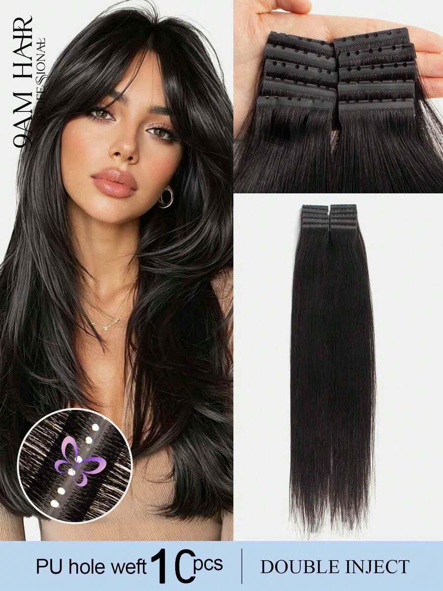 10 lọn tóc nối dệt lỗ đôi, kiểu tóc đôi, tóc giả siêu nhỏ tự nhiên, kiểu tóc giả chất lượng cao dành cho salon, tóc thật Remy cao cấp. - Nhiều màu - Xem 1
