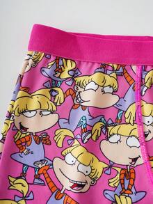 Nick 90s | SHEIN Women's Cartoon Print Casual Boxer Briefs - Hot Pink - View 3