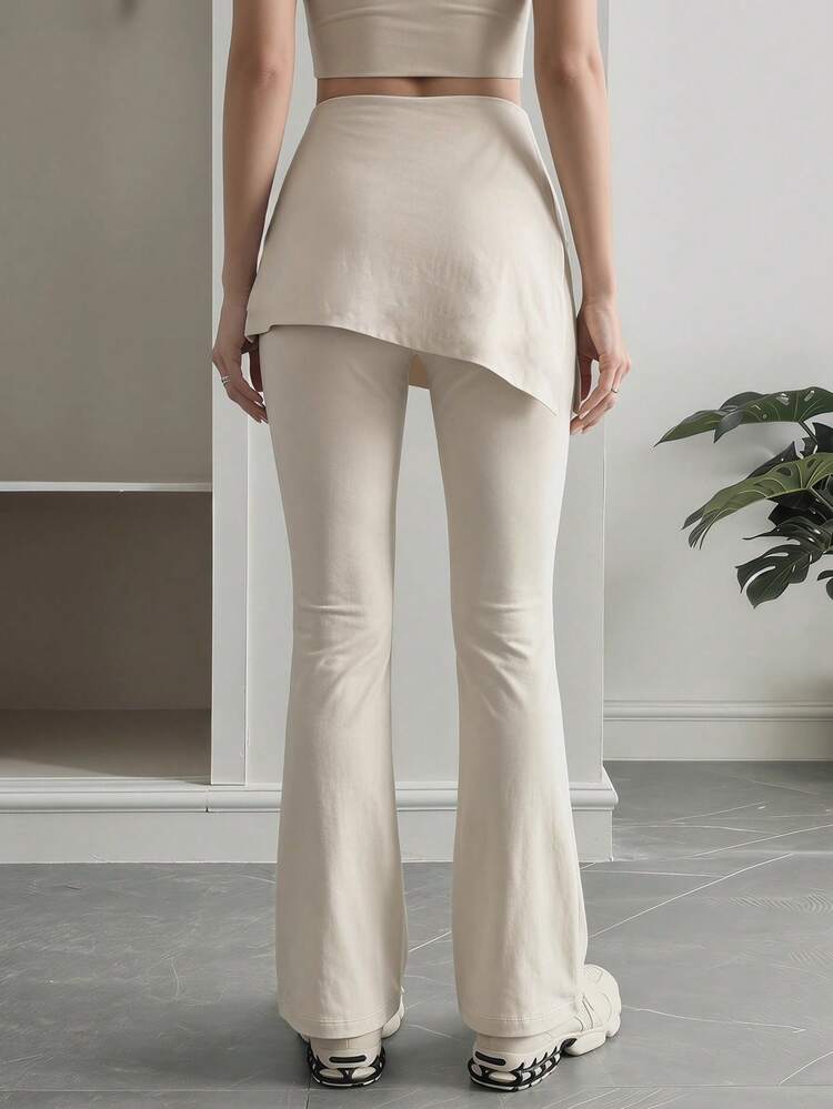 Women's Solid Color 2 In 1 Flare Pants
