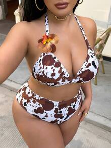 Swim SXY Ensemble de maillot de bain sexy pour femmes grande taille 3 pièces avec accent floral et couleur unie - Multicolore - Voir 7