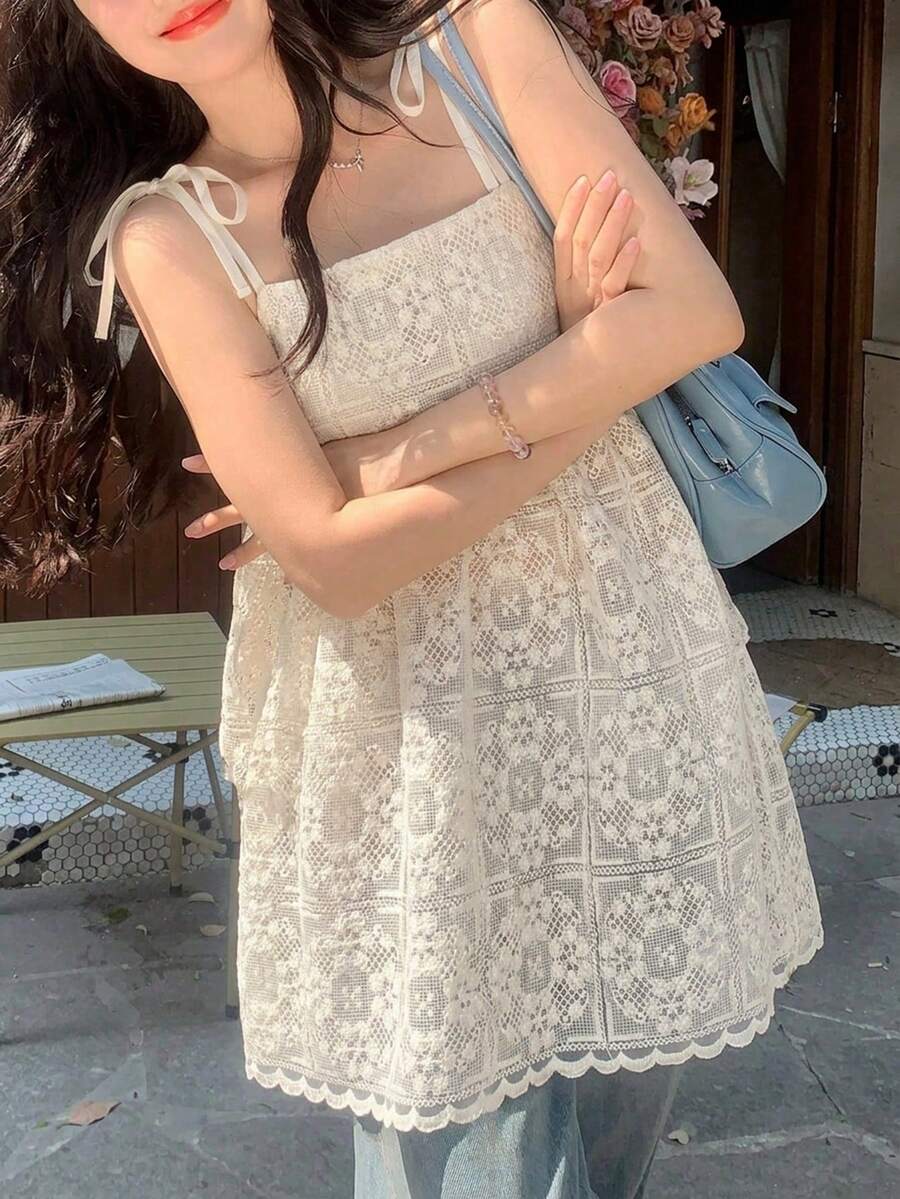 DAZY 女款休閒純色細肩帶背心 夏季可愛上衣 - 白色 - 查看 1