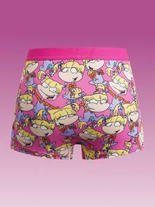 Nick 90s | SHEIN Women's Cartoon Print Casual Boxer Briefs - Hot Pink - View 2